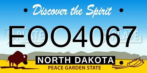 EOO4067 North Dakota License Plate