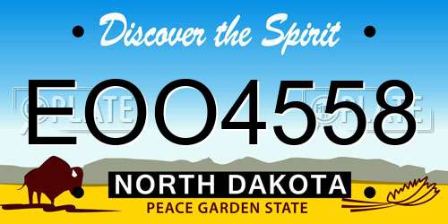 EOO4558 North Dakota License Plate