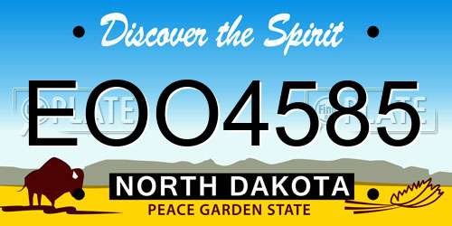 EOO4585 North Dakota License Plate