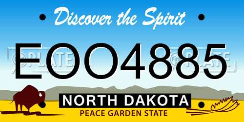 EOO4885 North Dakota License Plate