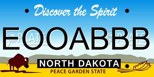 EOOABBB North Dakota License Plate