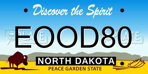EOOD80 North Dakota License Plate