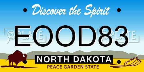 EOOD83 North Dakota License Plate