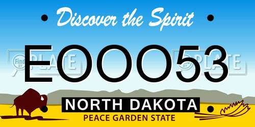 EOOO53 North Dakota License Plate