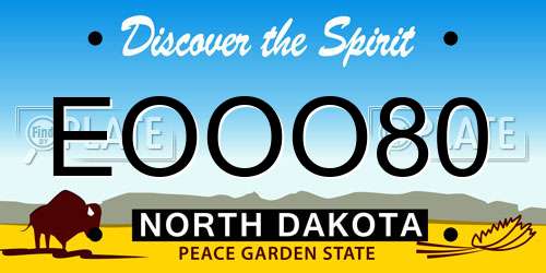 EOOO80 North Dakota License Plate