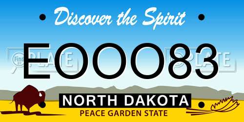 EOOO83 North Dakota License Plate