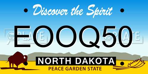 EOOQ50 North Dakota License Plate