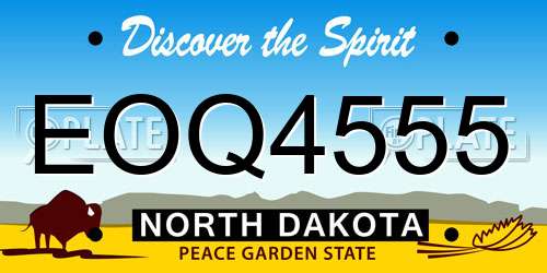 EOQ4555 North Dakota License Plate