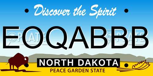 EOQABBB North Dakota License Plate