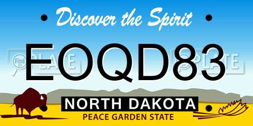 EOQD83 North Dakota License Plate