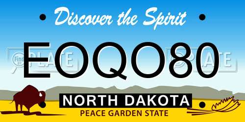 EOQO80 North Dakota License Plate