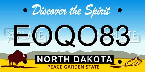 EOQO83 North Dakota License Plate