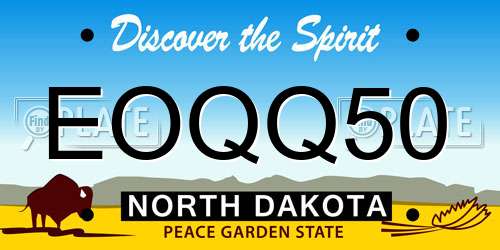 EOQQ50 North Dakota License Plate