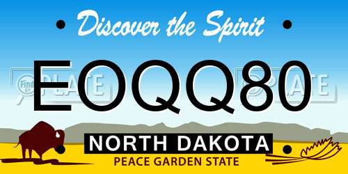 EOQQ80 North Dakota License Plate