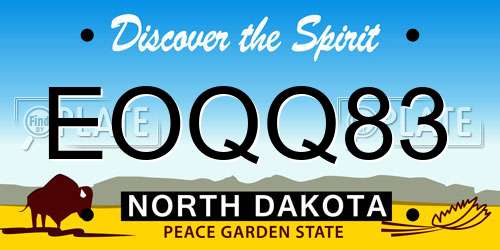 EOQQ83 North Dakota License Plate