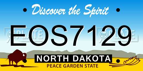 EOS7129 North Dakota License Plate
