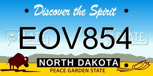 EOV854 North Dakota License Plate