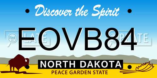 EOVB84 North Dakota License Plate