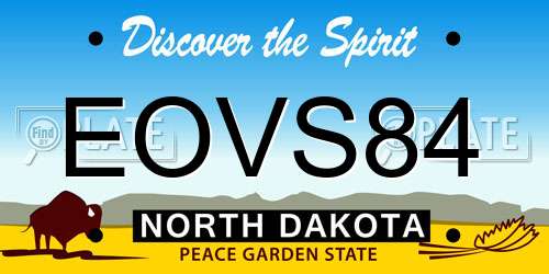 EOVS84 North Dakota License Plate