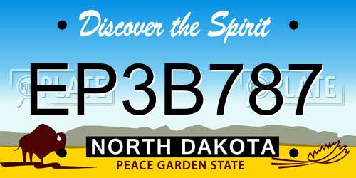 EP3B787 North Dakota License Plate