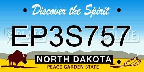 EP3S757 North Dakota License Plate
