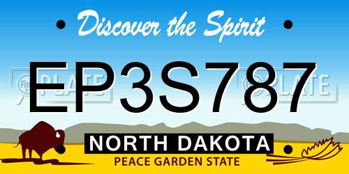 EP3S787 North Dakota License Plate