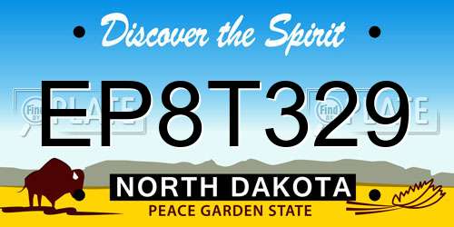 EP8T329 North Dakota License Plate