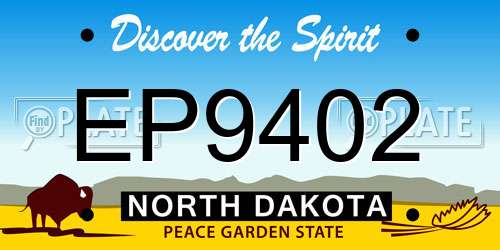EP9402 North Dakota License Plate