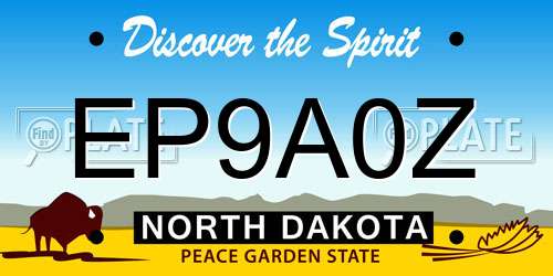 EP9A0Z North Dakota License Plate