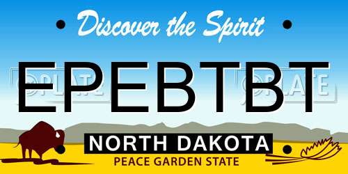 EPEBTBT North Dakota License Plate
