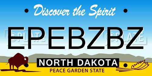 EPEBZBZ North Dakota License Plate