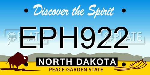 EPH922 North Dakota License Plate