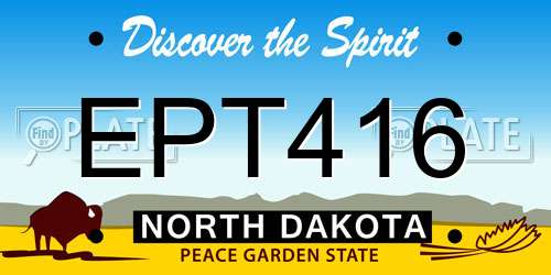 EPT416 North Dakota License Plate
