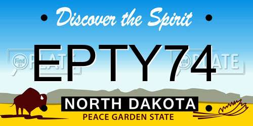 EPTY74 North Dakota License Plate