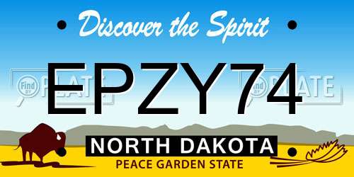 EPZY74 North Dakota License Plate
