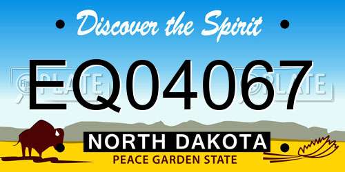 EQ04067 North Dakota License Plate