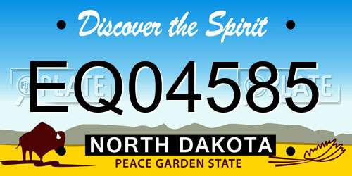 EQ04585 North Dakota License Plate