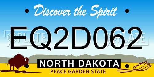 EQ2D062 North Dakota License Plate
