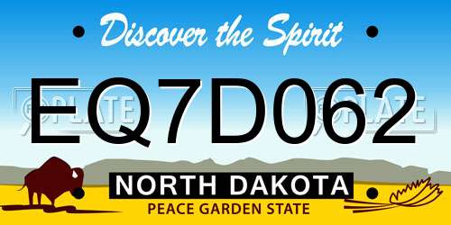 EQ7D062 North Dakota License Plate