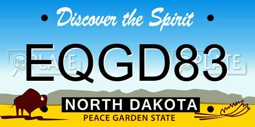 EQGD83 North Dakota License Plate