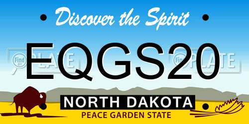 EQGS20 North Dakota License Plate