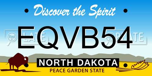 EQVB54 North Dakota License Plate