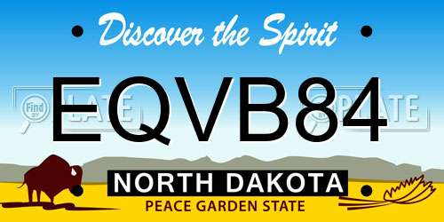 EQVB84 North Dakota License Plate