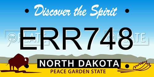 ERR748 North Dakota License Plate