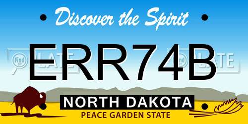 ERR74B North Dakota License Plate