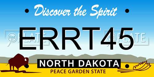 ERRT45 North Dakota License Plate