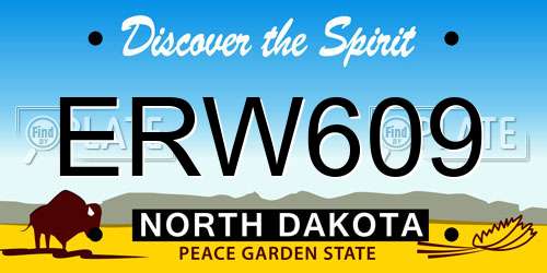 ERW609 North Dakota License Plate
