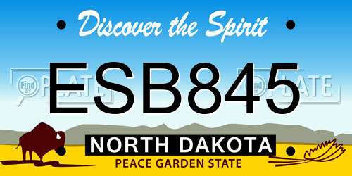 ESB845 North Dakota License Plate
