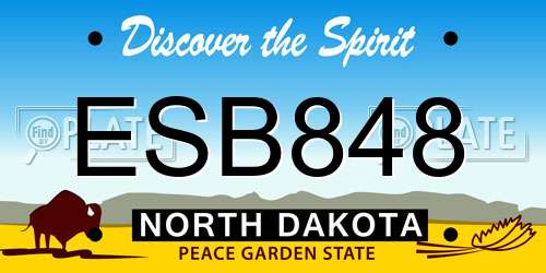 ESB848 North Dakota License Plate