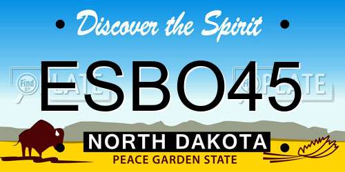 ESBO45 North Dakota License Plate